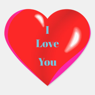 I Love You Colourful Red Heart Sticker