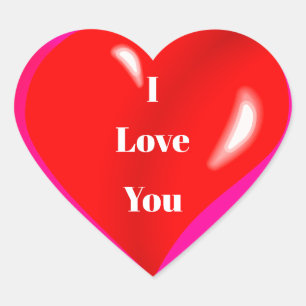 I Love You Colourful Red Heart Sticker