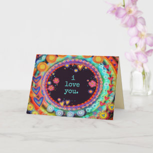 I Love You Colourful Whimsical Fun Valentine Card
