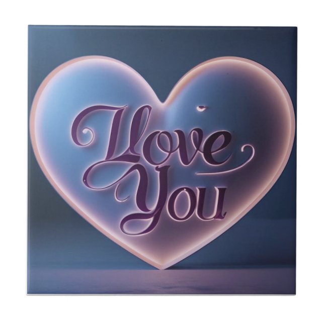 I Love You Connected In A Heart Tile (Front)