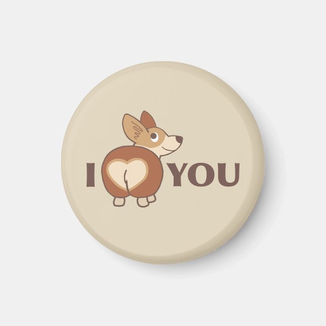 I Love You Corgi Magnet (Front)