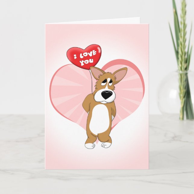 I Love You Corgi Valentine's Day Card (Front)
