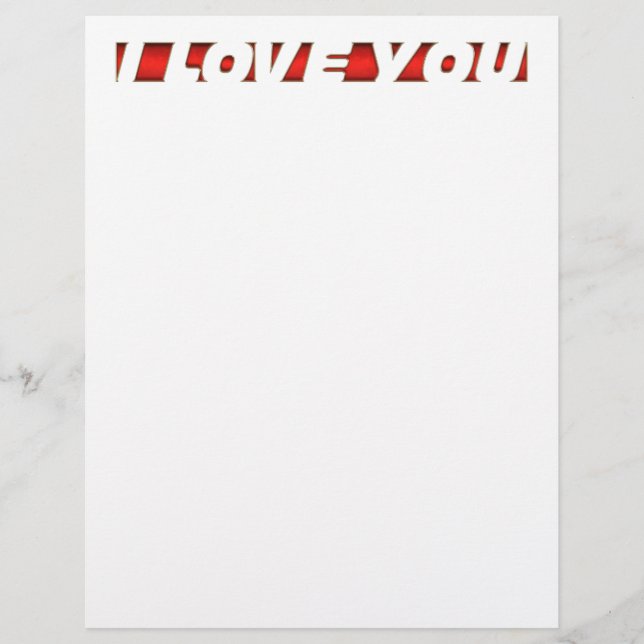 I Love You Custom Letterhead (Front)