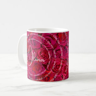 I Love You Custom Name Red Roses Love Coffee Mug