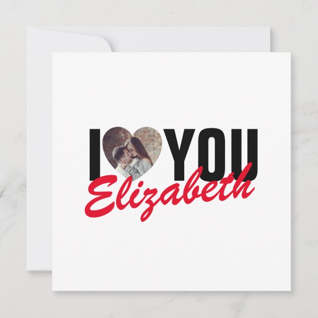 I Love You Custom Photo Heart and Name Card (Front)