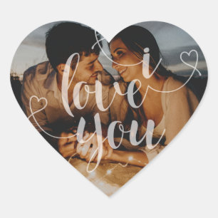 I Love You Custom Photo Personalized Heart Sticker
