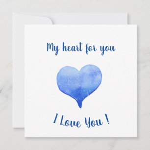I Love You Cute Blue Heart Valentine's Day   