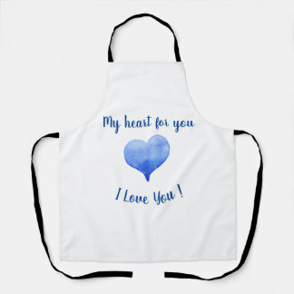 I Love You Cute Blue Heart Valentine's Day Apron