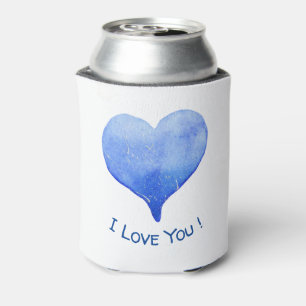 I Love You Cute Blue Heart Valentine's Day Can Cooler