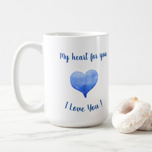I Love You Cute Blue Heart Valentine's Day     Coffee Mug