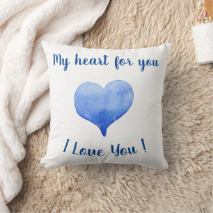I Love You Cute Blue Heart Valentine's Day   Cushion