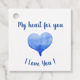 I Love You Cute Blue Heart Valentine's Day     Favour Tags