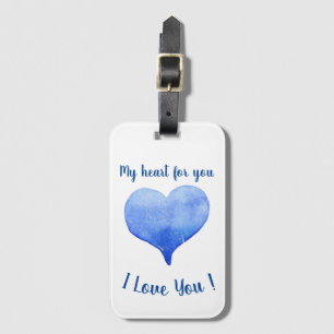 I Love You Cute Blue Heart Valentine's Day Luggage Tag