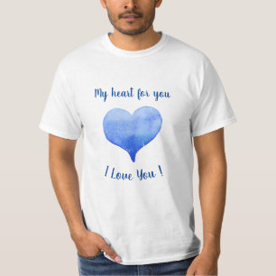 I Love You Cute Blue Heart Valentine's Day  T-Shirt