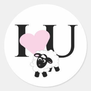 I love You Cute Cartoon Sheep Classic Round Sticker