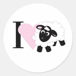 I love You Cute Cartoon Sheep Classic Round Sticker