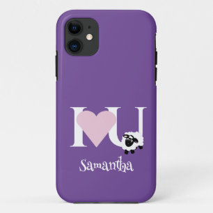 I love You Cute Cartoon Sheep Purple Case-Mate iPhone Case