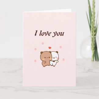 I Love You, Cute couple cartoon Card