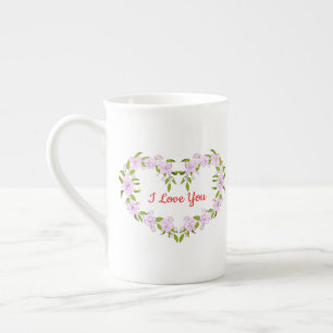 I love  you  Cute flowers Bone China Mug