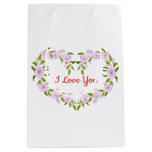 I love  you  Cute flowers Medium Gift Bag