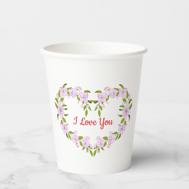 I love  you  Cute flowers Paper Cups (Front)