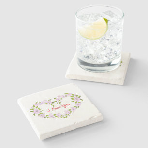 I love  you  Cute flowers Stone Coaster