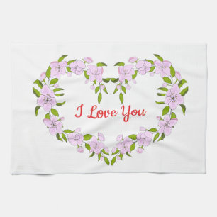 I love you Cute flowers Tea Towel