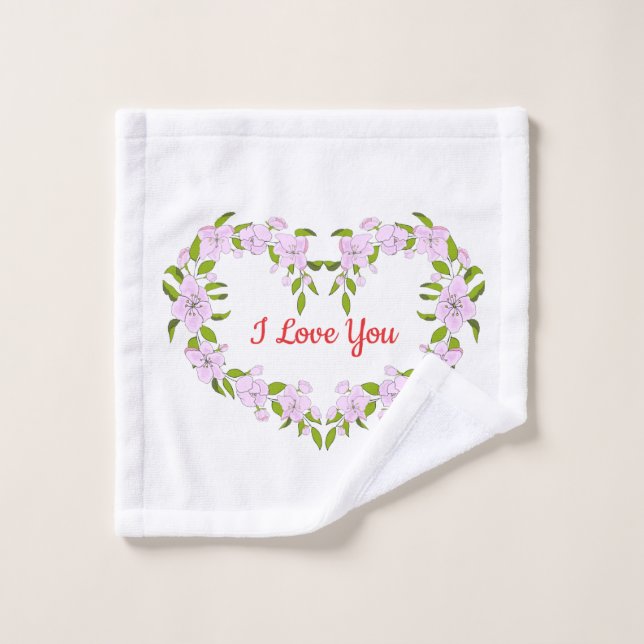 I love  you  Cute flowers Wash Cloth (Wash Cloth)