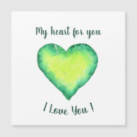 I Love You Cute Green and Blue Heart Birthday