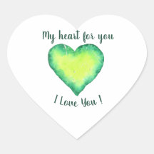 I Love You Cute Green and Blue Heart Birthday