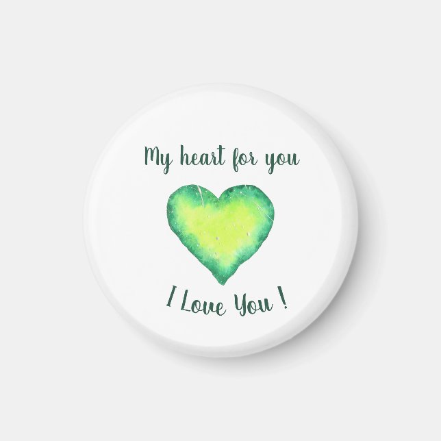 I Love You Cute Green and Blue Heart Birthday     Magnet (Front)