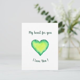 I Love You Cute Green and Blue Heart Birthday      RSVP Card