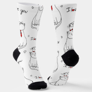 I Love You Cute Kitties Socks