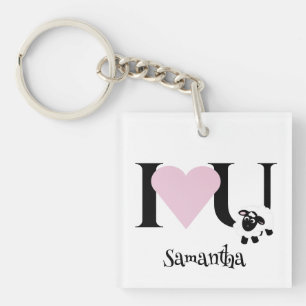 I love You Cute Name Cartoon Sheep Key Ring