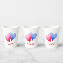 I Love You Cute Red and Blue Heart Birthday