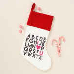 I LOVE YOU - Cute Romantic Alphabet Christmas Stocking<br><div class="desc">NewParkLane - Romantic ornament,  with the alphabet in modern,  black typography and the letters for 'I Love You' highlighted in hot pink with a big heart.
A fun & cute design for Christmas!

Check out this collection for matching items!</div>