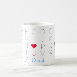 I Love You Dad Cute ABCD Fathers Day Birthday Tea Coffee Mug