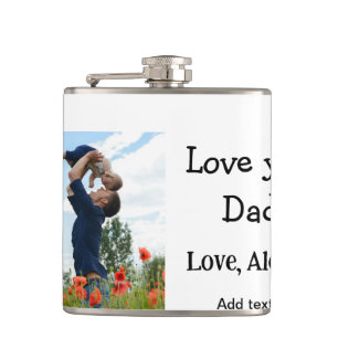 I love you dad father's day elegant add photo text hip flask