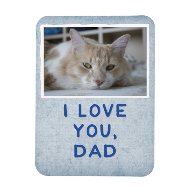 I Love You, Dad Light Blue Custom Cat Photo Magnet (Vertical)