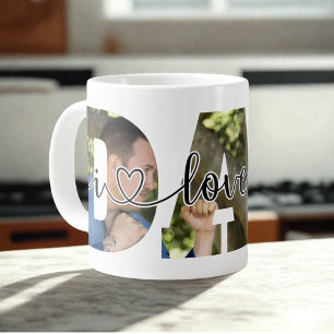 I Love You DAD Script Typography Father Son Photo Large Coffee Mug