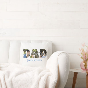 I Love You DAD Script Typography Papa & Son Photo Cushion