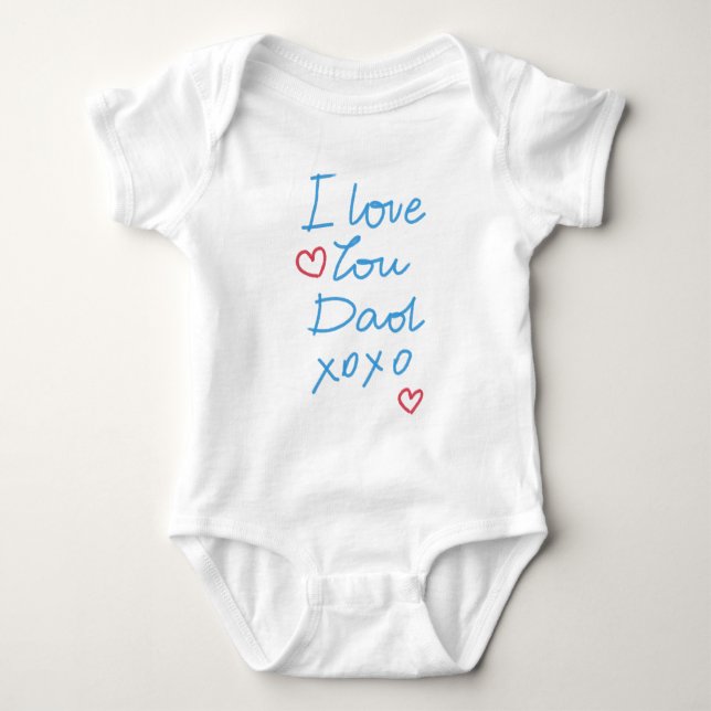 "I love you Dad xoxo" handwritten message Baby Bodysuit (Front)