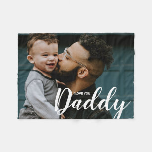 I Love You Daddy Custom Photo Fleece Blanket