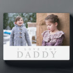 I Love You Daddy Elegant Grey 2 Photo Collage Plaque<br><div class="desc">Personalised I Love You Daddy Elegant Grey Text 2 Photo Collage Plaque.</div>
