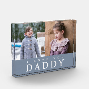 I Love You Daddy Modern Blue 2 Photo Collage Block
