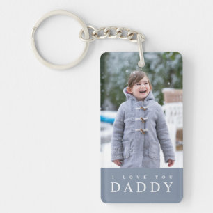 I Love You Daddy Modern Blue Kids 2 Photo Key Ring
