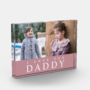 I Love You Daddy Modern Pink 2 Photo Collage Block