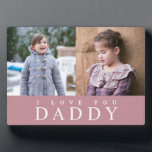 I Love You Daddy Modern Pink 2 Photo Collage Plaque<br><div class="desc">Personalized I Love You Daddy Modern Sage Green 2 Photo Collage Plaque.</div>