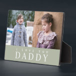 I Love You Daddy Modern Sage Green 2 Photo Collage Plaque<br><div class="desc">Personalised I Love You Daddy I Love You Daddy Modern Sage Green 2 Photo Collage Plaque.</div>