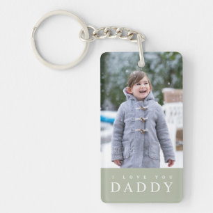 I Love You Daddy Modern Sage Green 2 Photo Key Ring